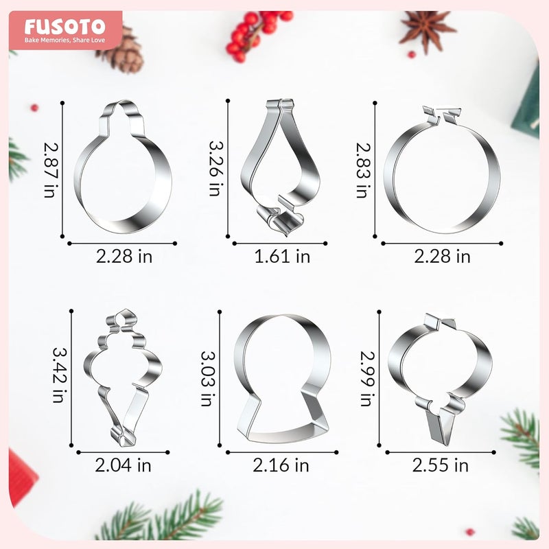 FUSOTO 6PCS Snow Globe Ornament Cookie Cutter Set, Christmas Cookie Cutters, Holiday Shaped Biscuit Molds, Stainless Steel Baking Supplies for Homemade Cookies, Christmas Snow Globe Ornament - Image 3